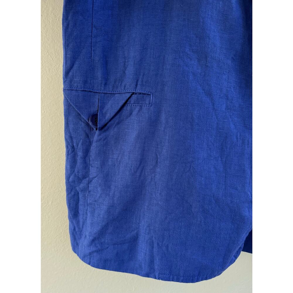 Madewell Blue Linen XS Double-Breasted Oversized Blazer Jacket - Picture 10 of 16